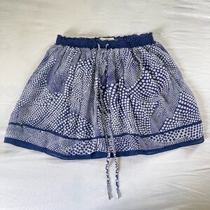 Ramy Brook 100% SILK Wave Polka Dots Geo Print White and Blue mini skirt size XS
